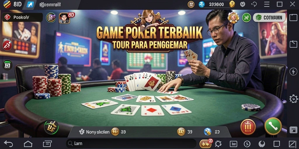 Screenshot utama 8ID menampilkan gameplay Poker yang seru.