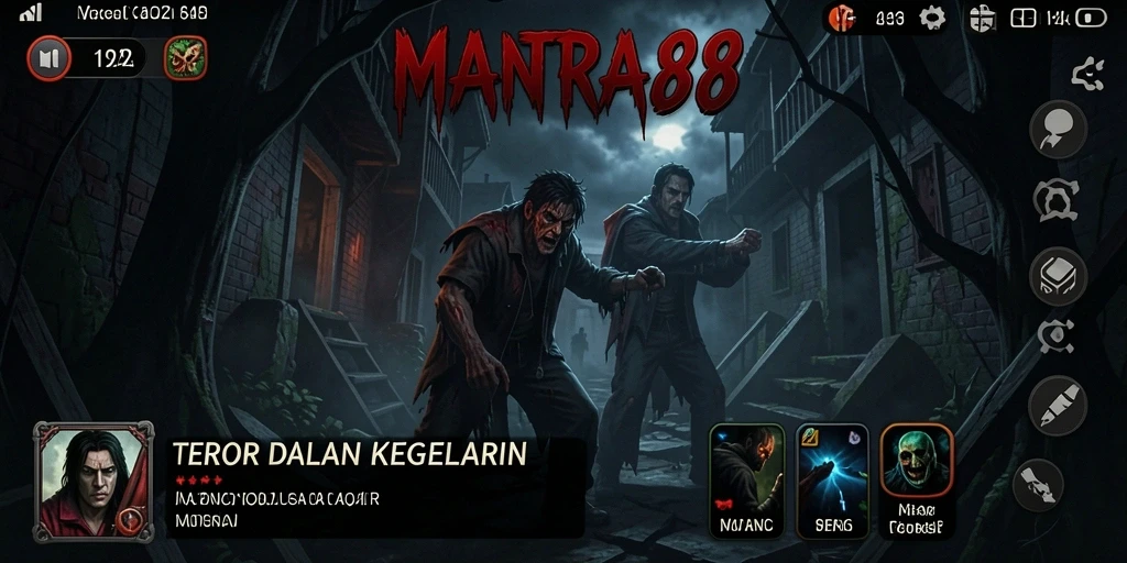 Screenshot gameplay MANTRA88 yang menampilkan suasana mencekam.