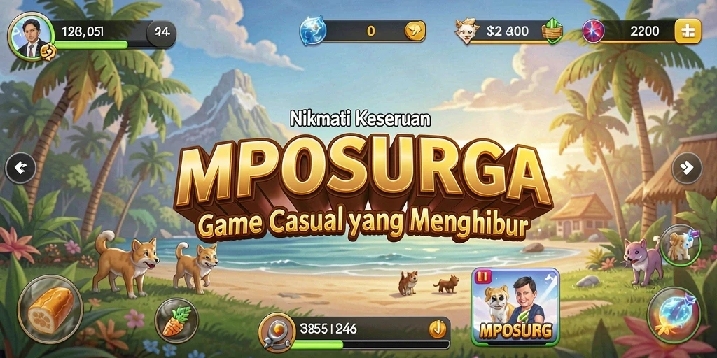 Tangkapan layar utama MPOSURGA menunjukkan gameplay seru dan interaktif.