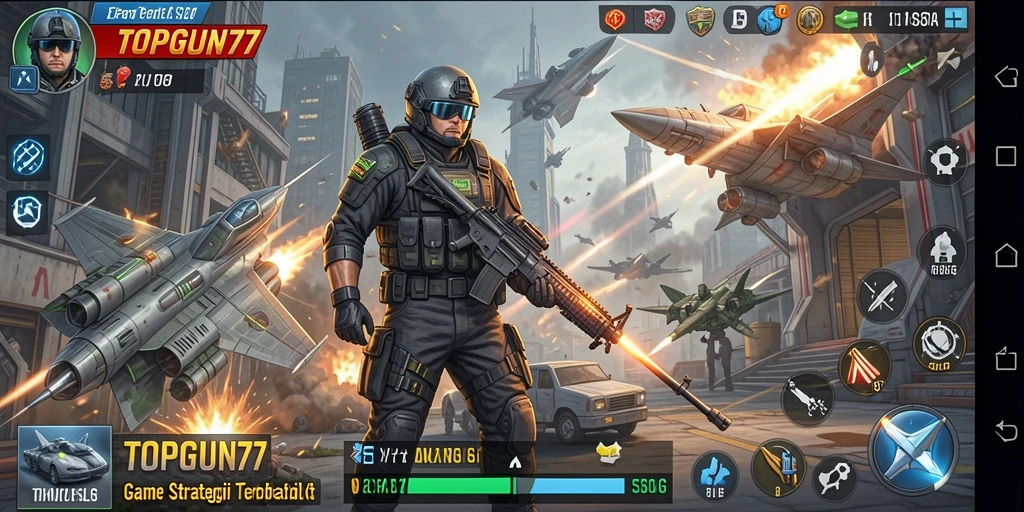 Tangkapan layar dari gameplay mendebarkan dalam TOPGUN77.