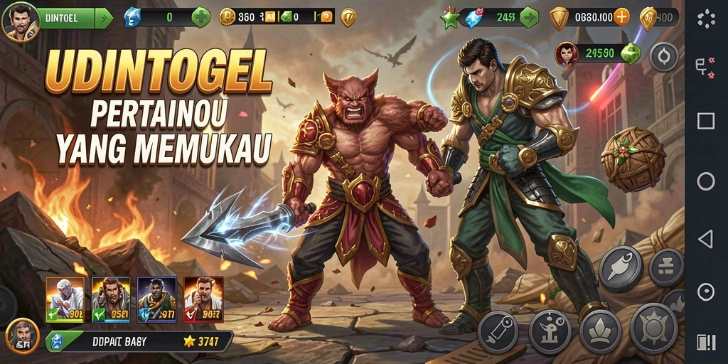 Tampilan pertarungan seru dalam UDINTOGEL yang menampilkan aksi karakter.